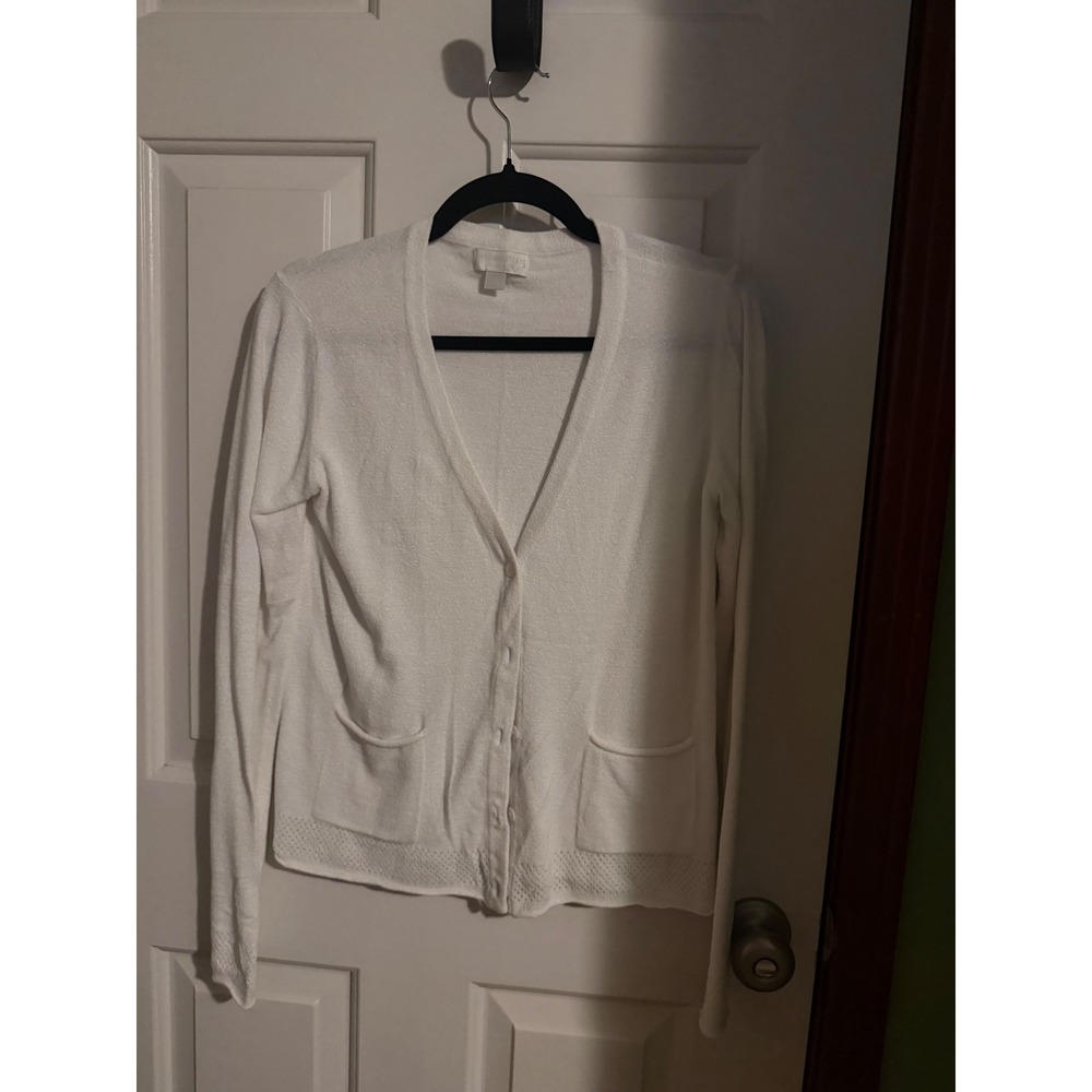 Barefoot Dreams CozyChic Ultra Lite Cardigan White V-Neck Button Front Small